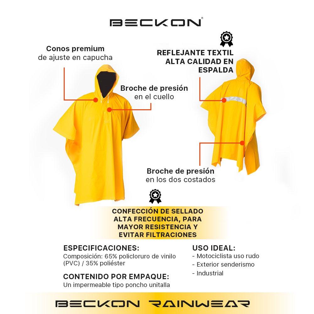 Foto 4 pulgar | Impermeable Amarillo Tipo Poncho Con Gorro Unisex