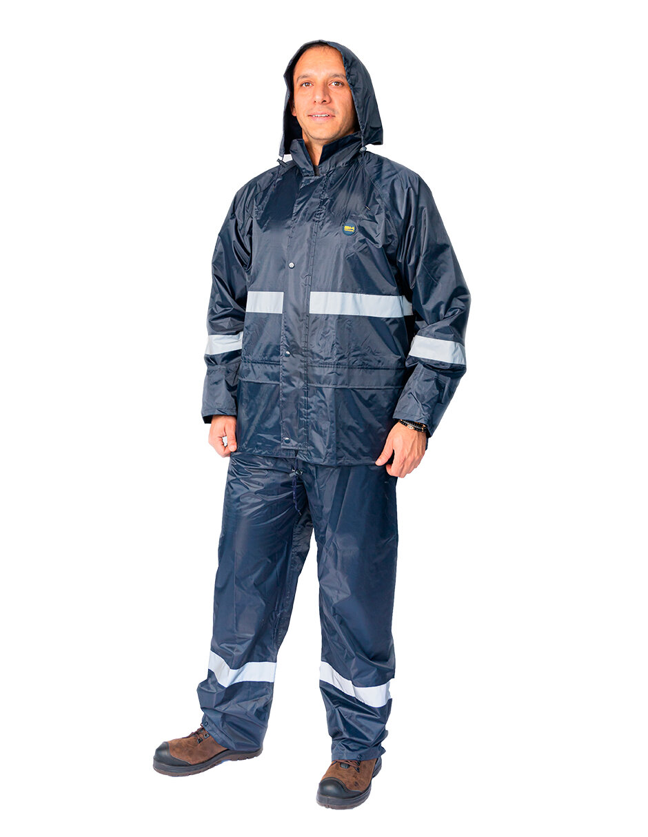Impermeable Motociclista Azul Unisex 2 Piezas Chamarra Y Pantalón