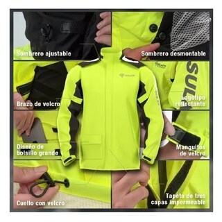 Foto 3 | Impermeable para Motociclista Reflejante con Capucha Sulaite Xl