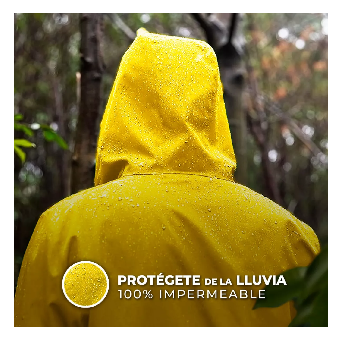 Foto 4 | Capa Impermeable Portátil Para Lluvia Tipo Manga Con Capucha Amarilla