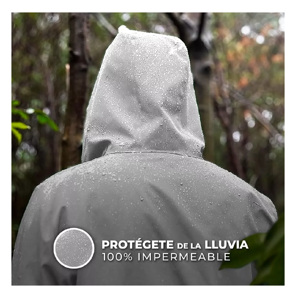 Foto 4 | Capa Impermeable Portátil Para Lluvia Tipo Manga Con Capucha Gris