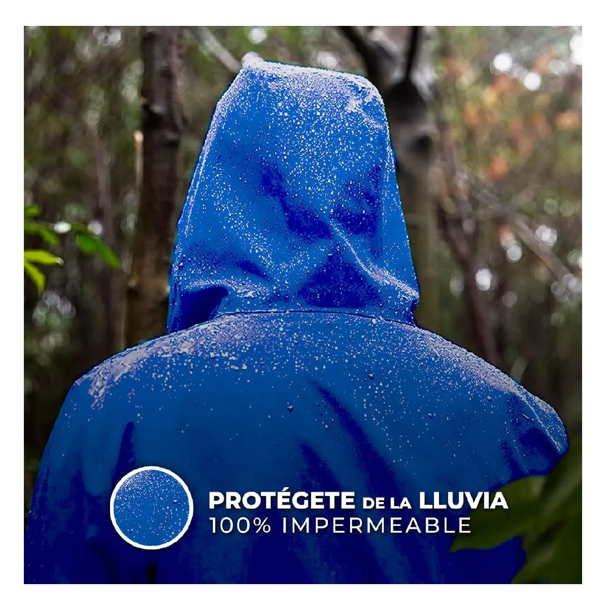 Foto 5 pulgar | Capa Impermeable Portátil Para Lluvia Tipo Manga Con Capucha Azul Marino