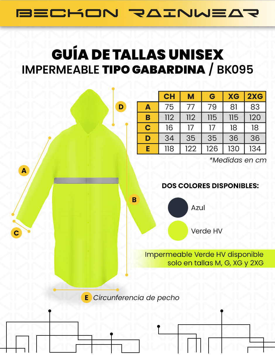 Foto 5 pulgar | Impermeable Gabardina Largo Para Lluvias Ligero Premium Unisex Hombre Mujer Con Reflejantes Rainwear Talla Mediana