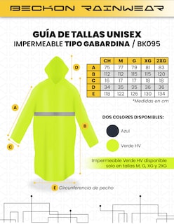 Foto 4 | Impermeable Gabardina Largo Para Lluvias Ligero Premium Unisex Hombre Mujer Con Reflejantes Rainwear Talla Mediana