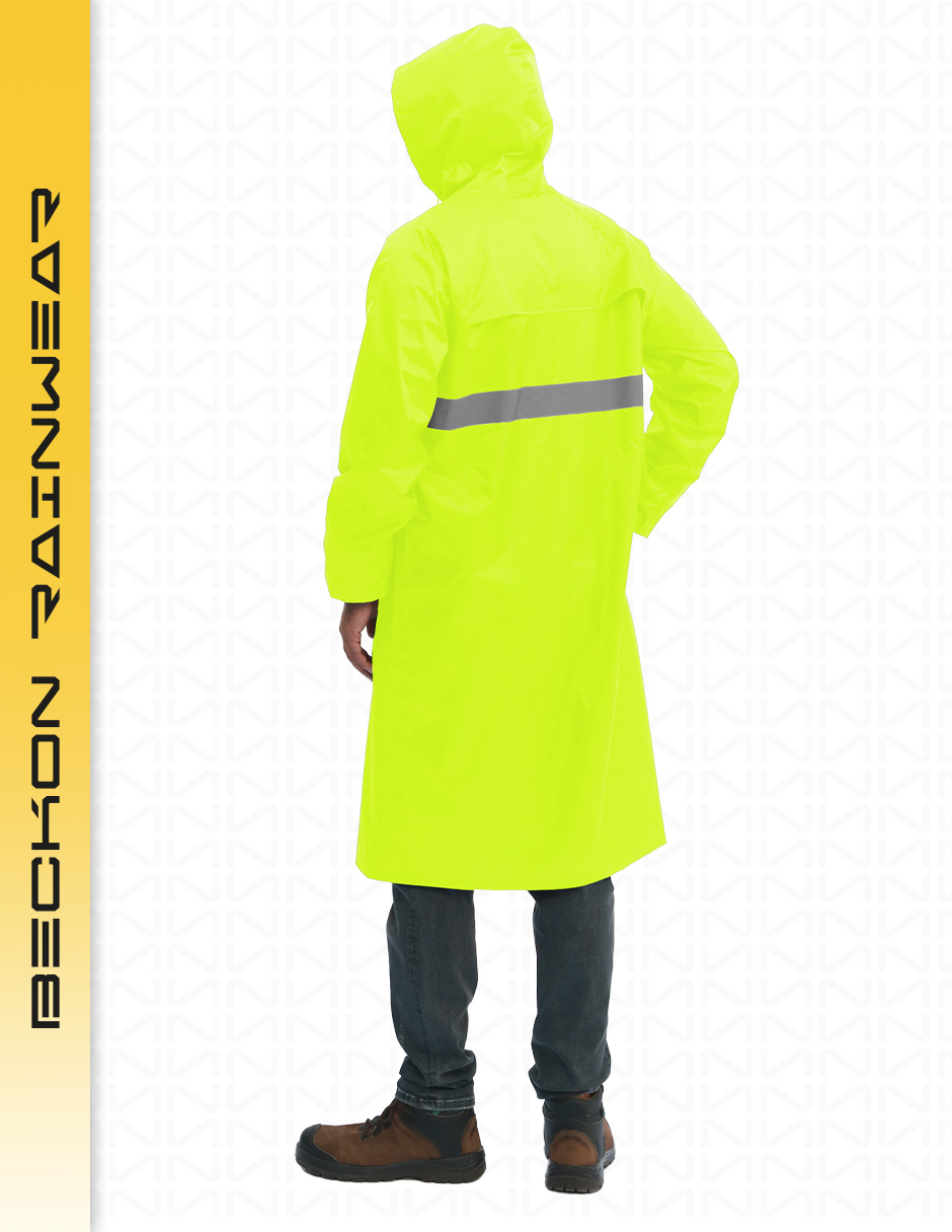 Foto 6 | Impermeable Gabardina Largo Para Lluvias Ligero Premium Unisex Hombre Mujer Con Reflejantes Rainwear Talla Mediana