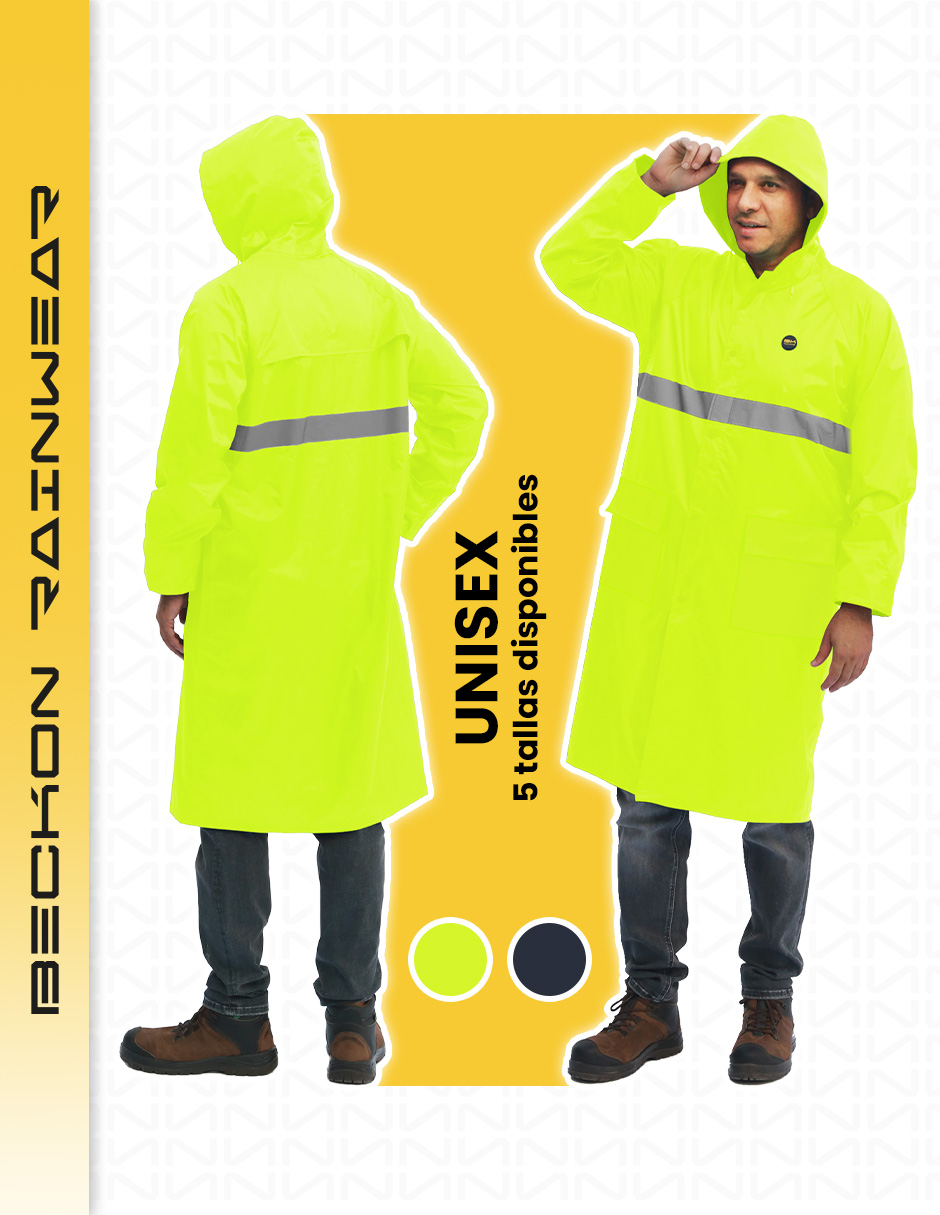 Foto 8 pulgar | Impermeable Gabardina Largo Para Lluvias Ligero Premium Unisex Hombre Mujer Con Reflejantes Rainwear Talla Mediana