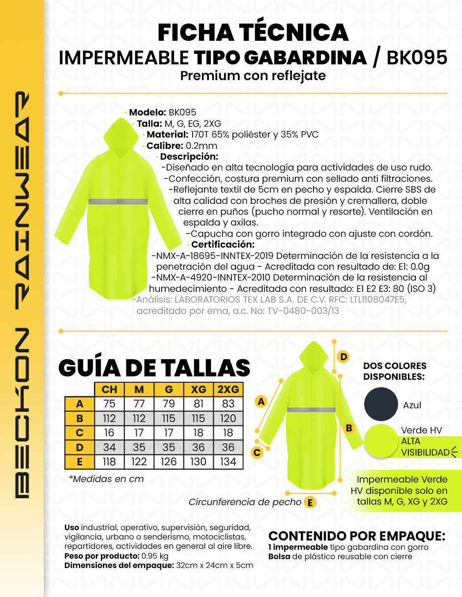 Foto 9 pulgar | Impermeable Gabardina Largo Para Lluvias Ligero Premium Unisex Hombre Mujer Con Reflejantes Rainwear Talla Extra Grande
