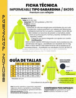 Foto 8 | Impermeable Gabardina Largo Para Lluvias Ligero Premium Unisex Hombre Mujer Con Reflejantes Rainwear Talla Extra Grande