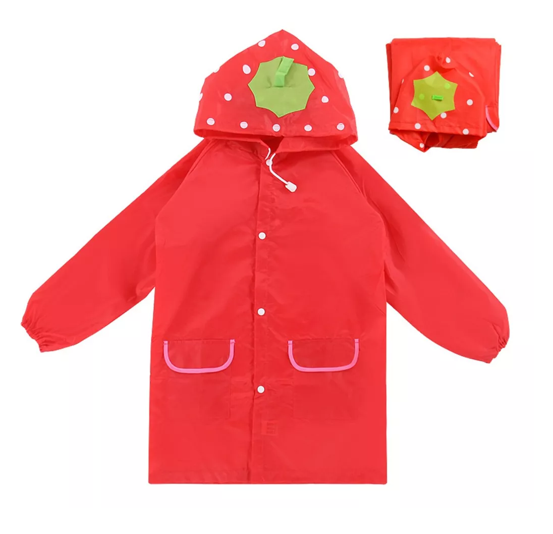 Foto 4 pulgar | Poncho Impermeable Capa Para Lluvia De Niño Colegio Kinder Escuela, Rojo