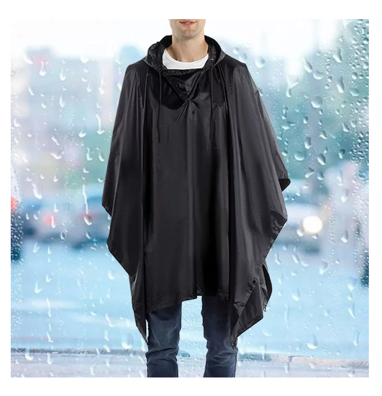 Foto 6 pulgar | Capa Impermeable Poncho Unisex Muy Duradero, Negro