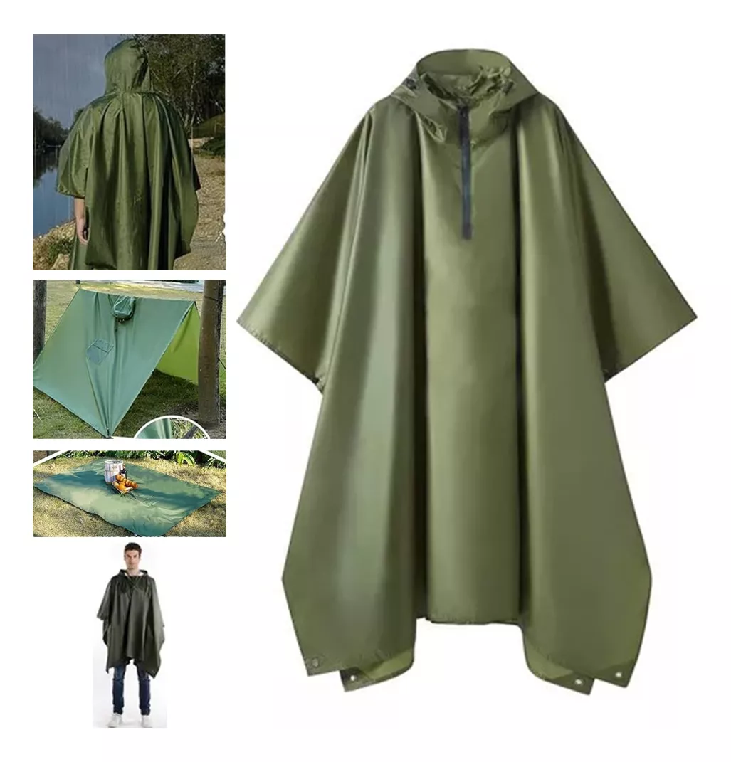 Foto 3 pulgar | Capas Impermeables Poncho Unisex Muy Duradero, Verde Militar