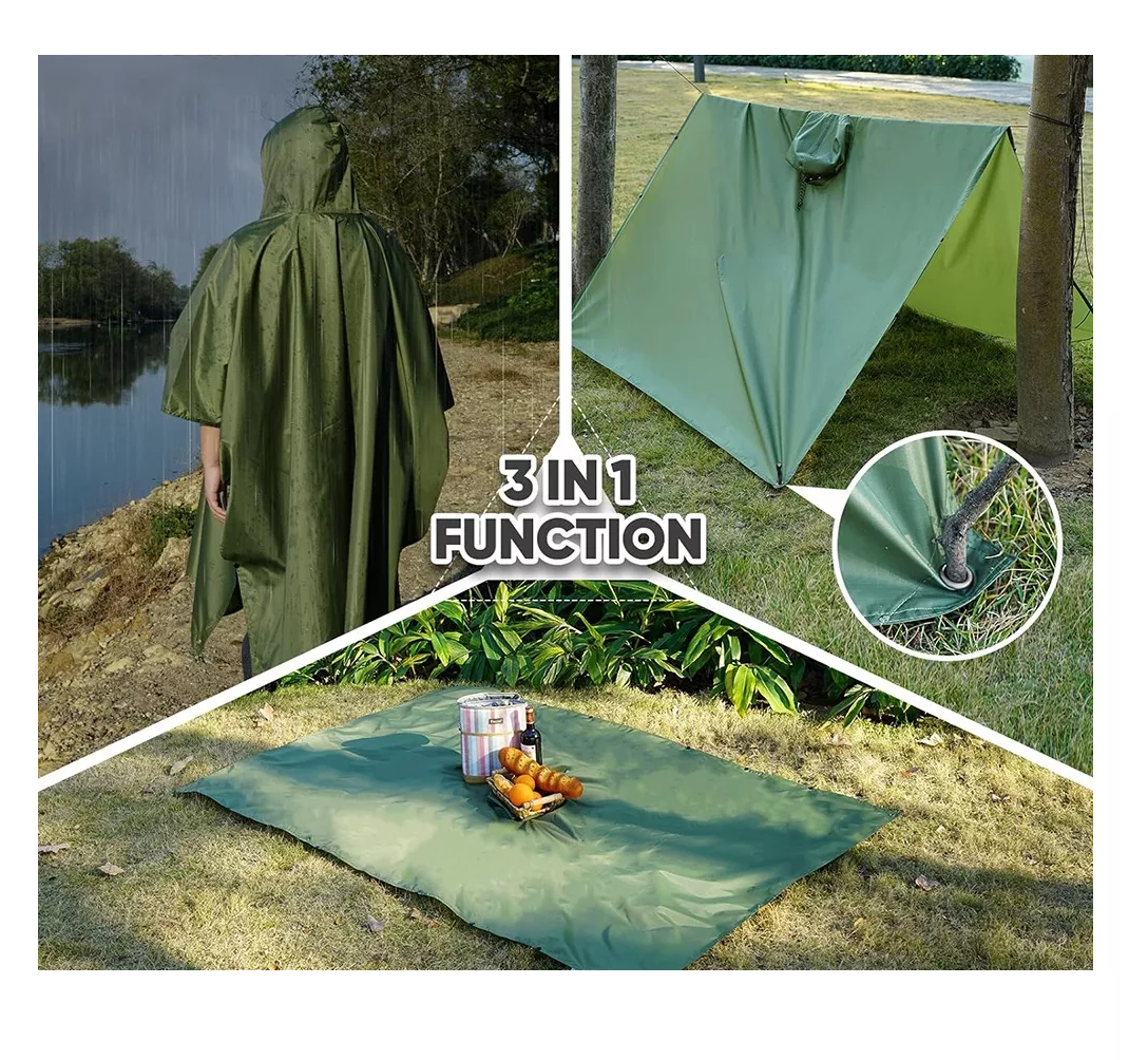 Foto 4 pulgar | Capas Impermeables Poncho Unisex Muy Duradero, Verde Militar