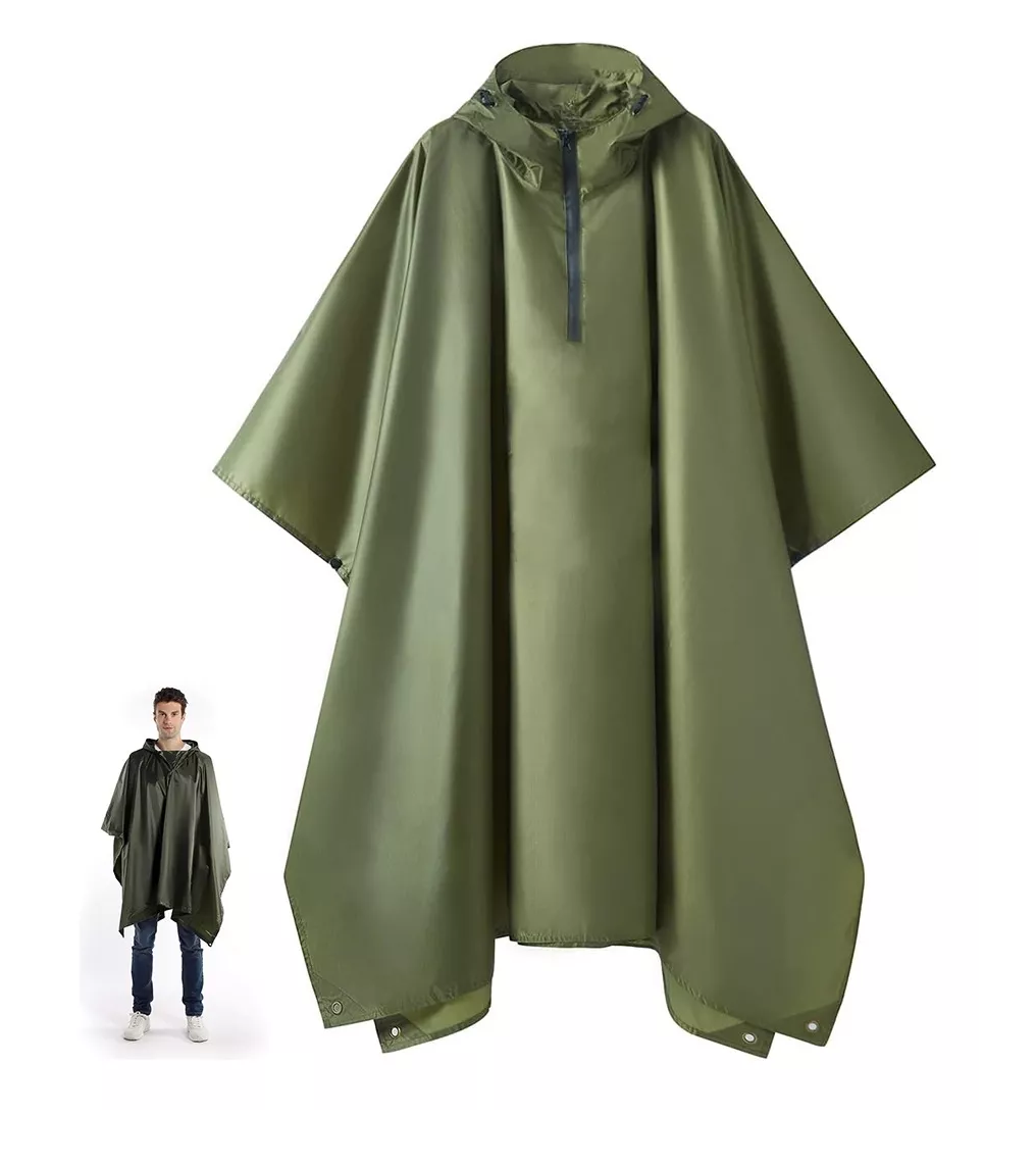 Foto 5 pulgar | Capas Impermeables Poncho Unisex Muy Duradero, Verde Militar