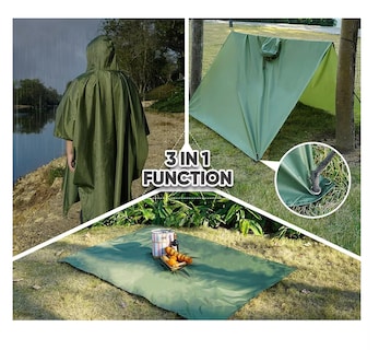 Foto 3 | Capas Impermeables Poncho Unisex Muy Duradero, Verde Militar