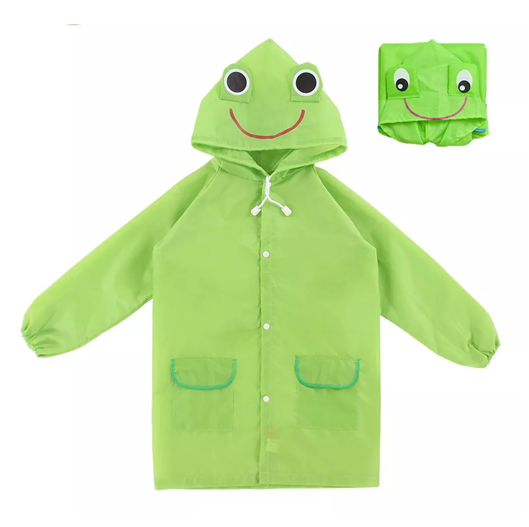 Foto 2 | Poncho Impermeable Capa Para Lluvia De Niño Colegio Kinder Escuela, Verde