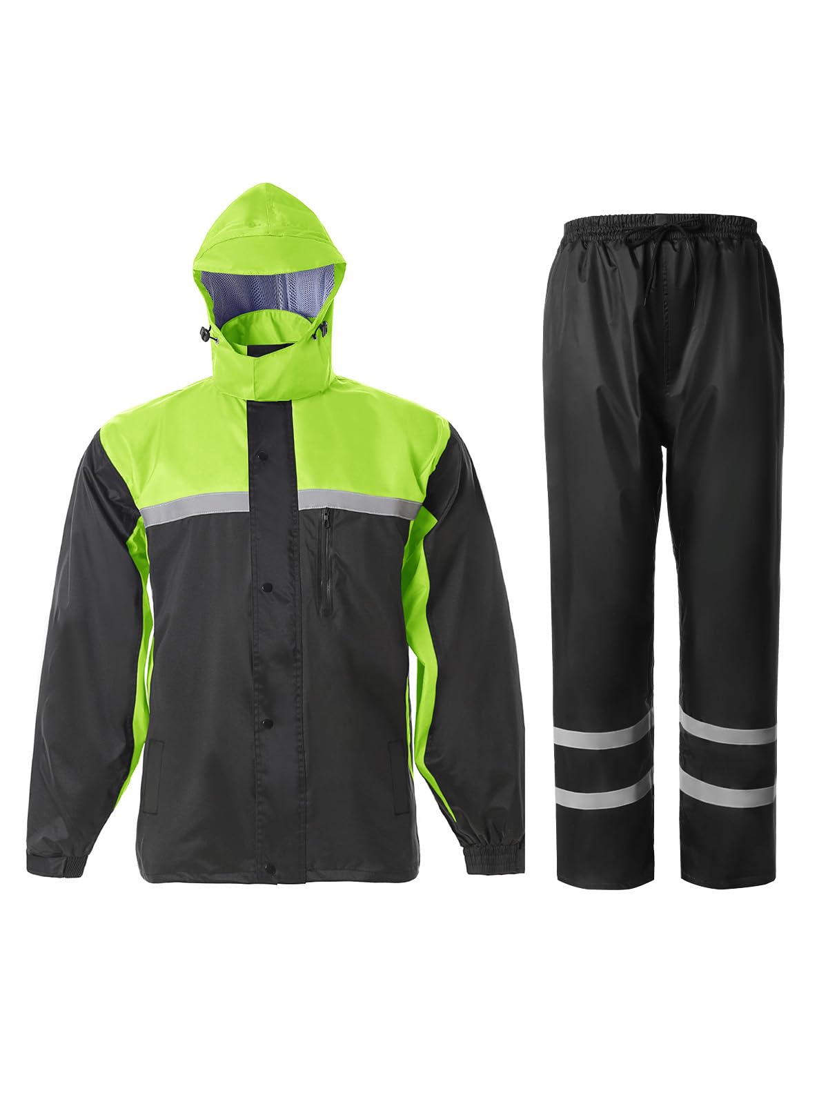 Traje De Lluvia Saphirose Reflectante De Alta Visibilidad Para Hombre, Color Negro - Venta Internacional.