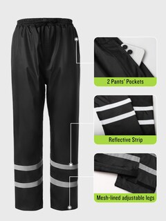 Foto 5 | Traje De Lluvia Saphirose Reflectante De Alta Visibilidad Para Hombre, Color Negro - Venta Internacional.