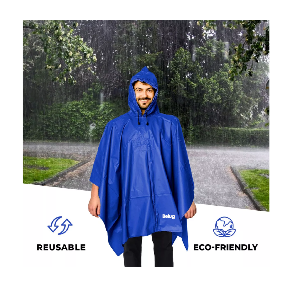 Foto 4 pulgar | Capa Impermeable Portátil Para Lluvia Tipo Manga Con Capucha Azul Marino Belug
