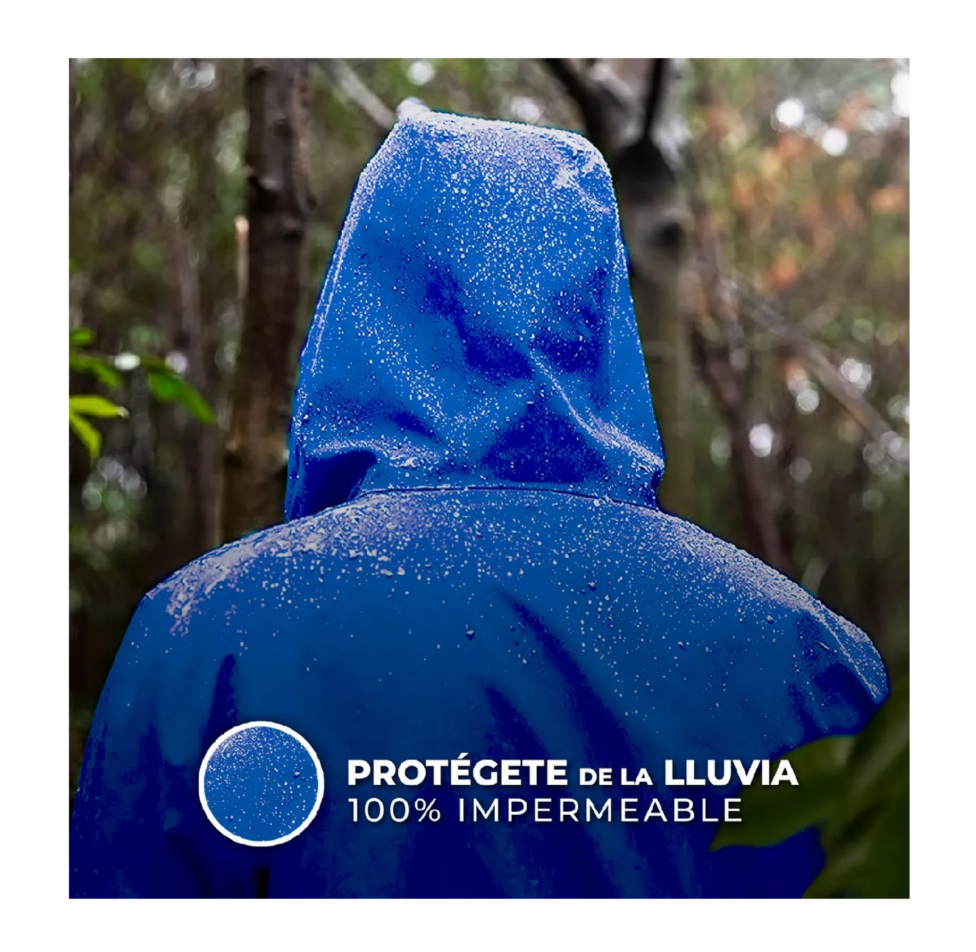 Foto 5 pulgar | Capa Impermeable Portátil Para Lluvia Tipo Manga Con Capucha Azul Marino Belug