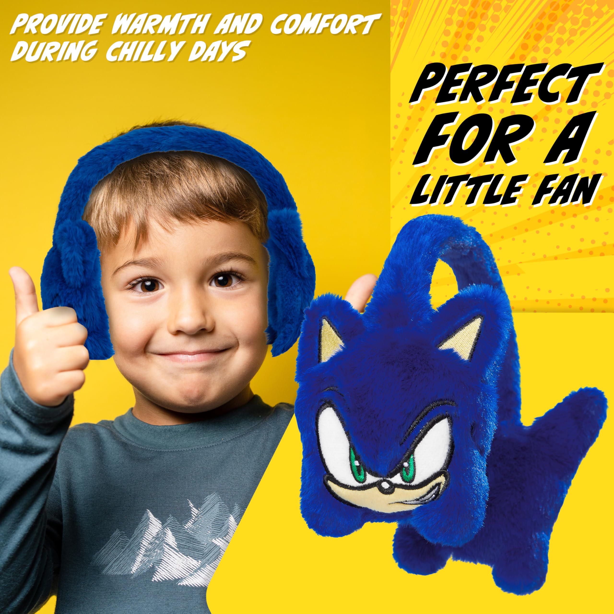 Foto 4 pulgar | Orejeras Sonic The Hedgehog Para Niños, Suaves Y Esponjosas, Para Invierno - Venta Internacional.