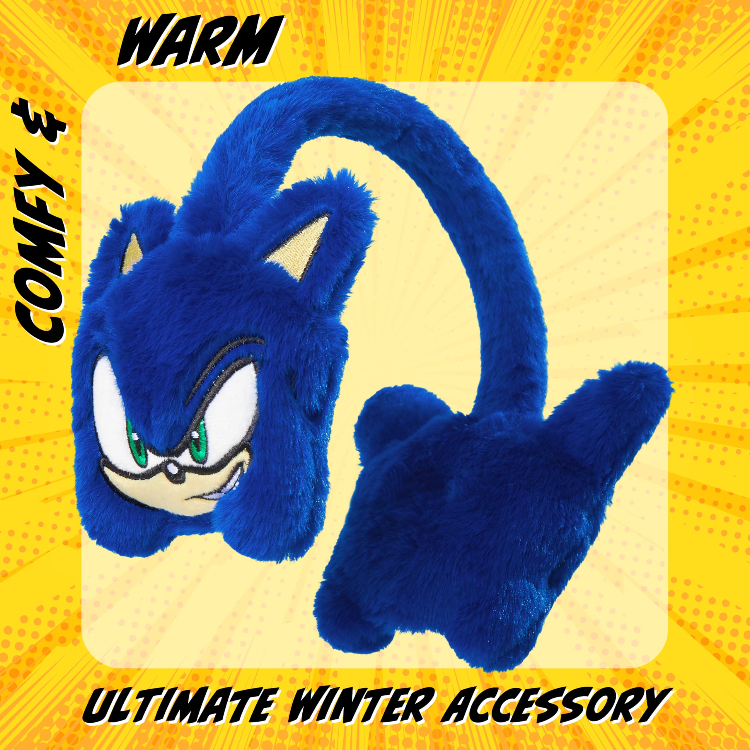 Foto 5 pulgar | Orejeras Sonic The Hedgehog Para Niños, Suaves Y Esponjosas, Para Invierno - Venta Internacional.