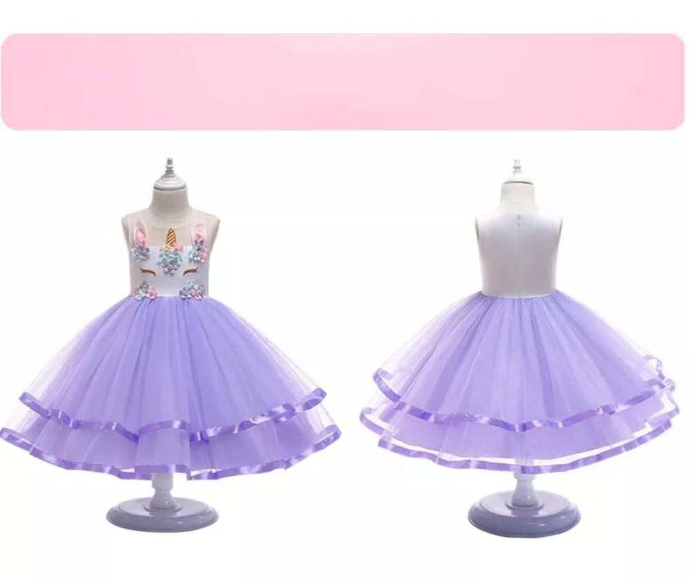 Foto 4 | Vestido De Unicornio Violeta Para Fiesta De Cumpleaños Para Niñas De 4 A 10 Años - Venta Internacional.