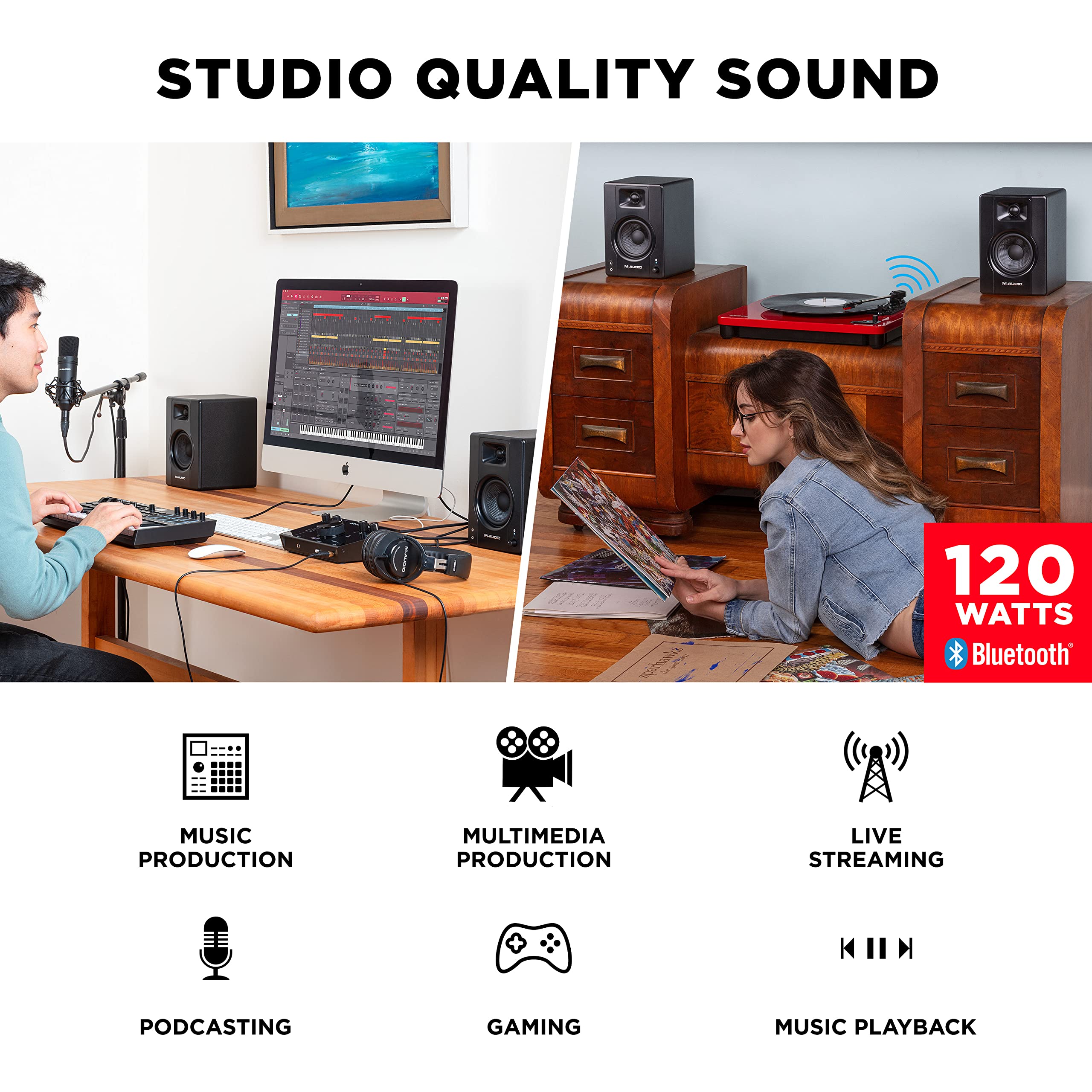 Foto 2 | Pareja de Monitores Estudio Altavoces Pc M-audio Bx3bt 3.5 120 W - Venta Internacional
