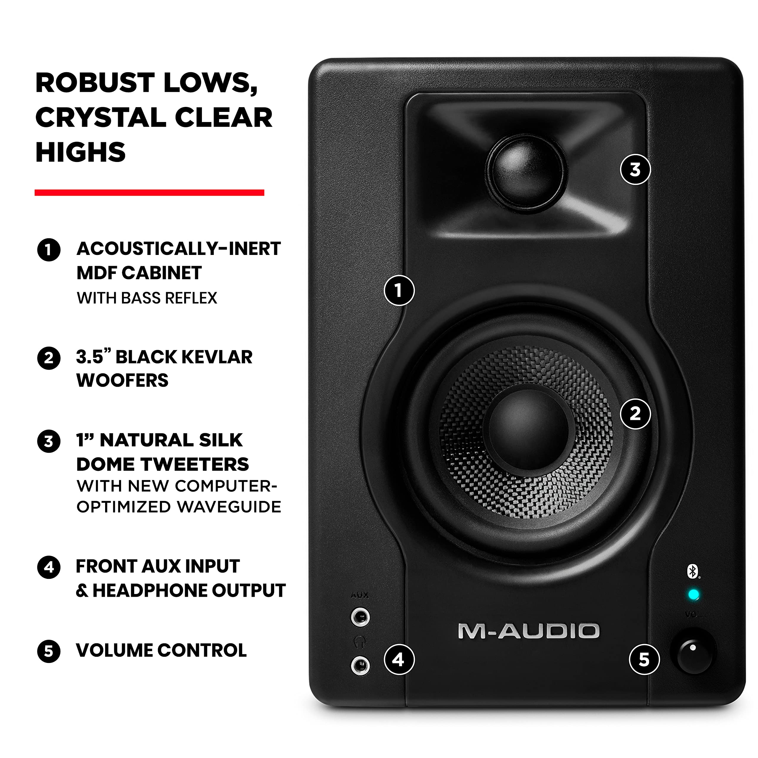 Foto 4 | Pareja de Monitores Estudio Altavoces Pc M-audio Bx3bt 3.5 120 W - Venta Internacional