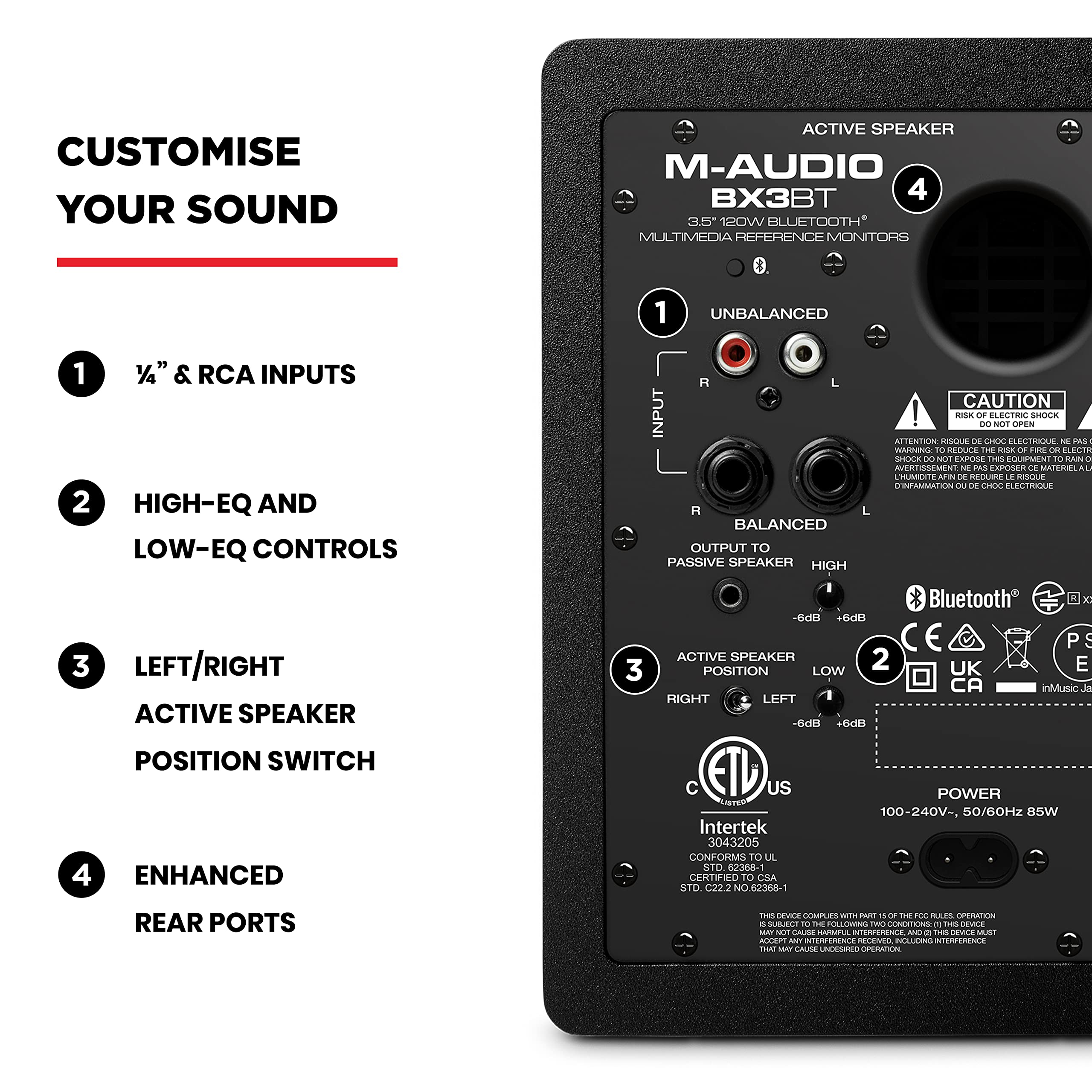 Foto 5 | Pareja de Monitores Estudio Altavoces Pc M-audio Bx3bt 3.5 120 W - Venta Internacional