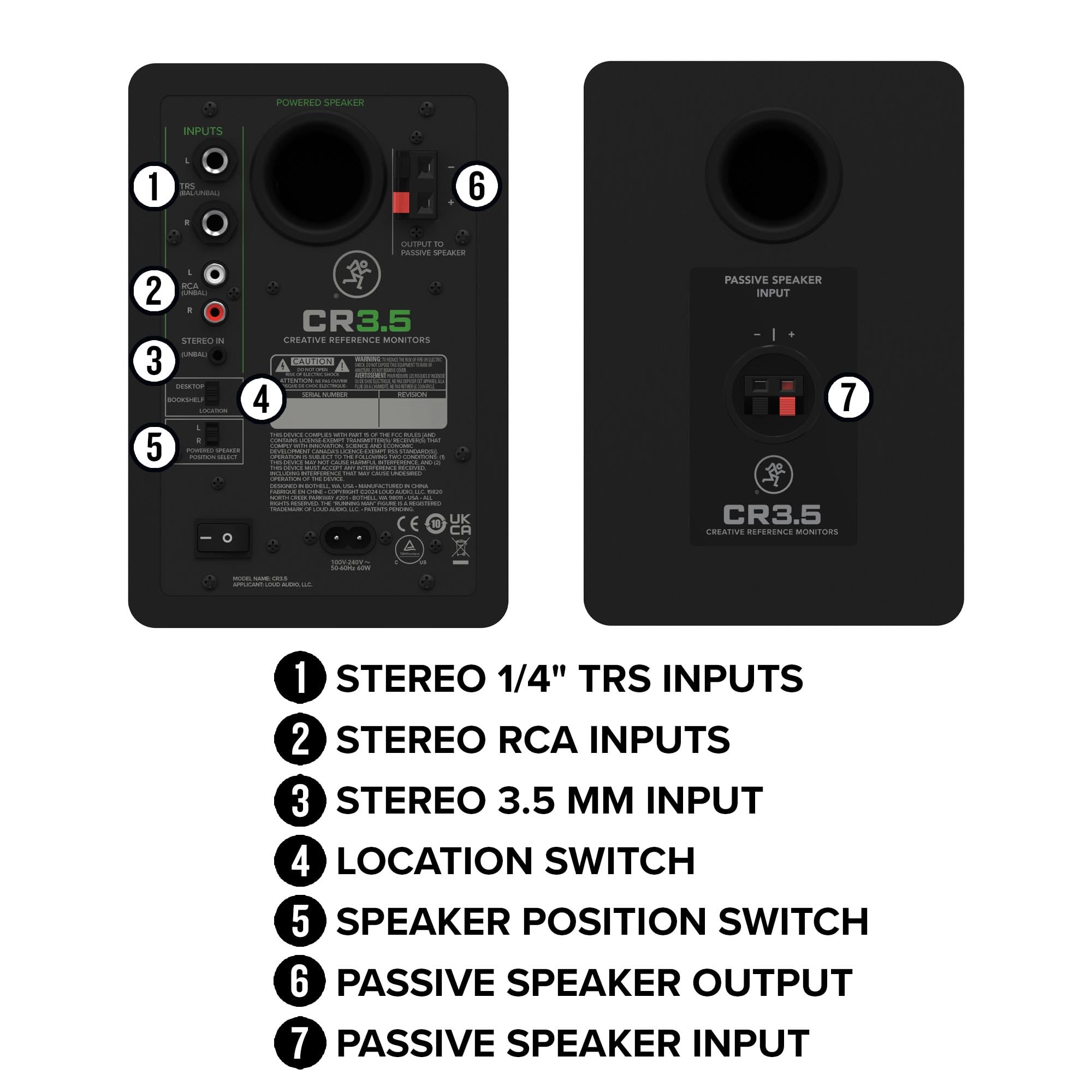 Foto 7 pulgar | Monitores De Estudio Mackie Cr3.5 De 9 Cm Y 3,5 Pulgadas Con Alimentación Y Control De Tono - Venta Internacional.