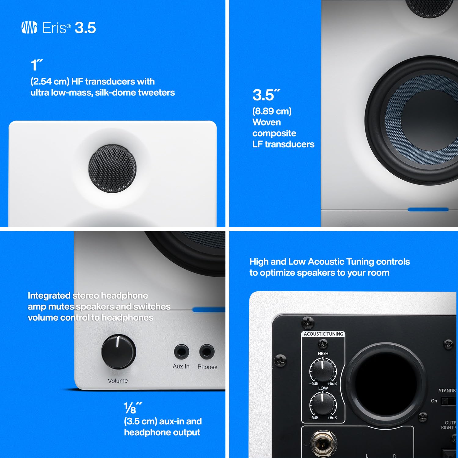Foto 4 | Monitores Media Reference Presonus Eris De 3,5 Pulgadas En Blanco - Venta Internacional.