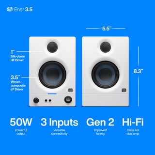Foto 5 | Monitores Media Reference Presonus Eris De 3,5 Pulgadas En Blanco - Venta Internacional.