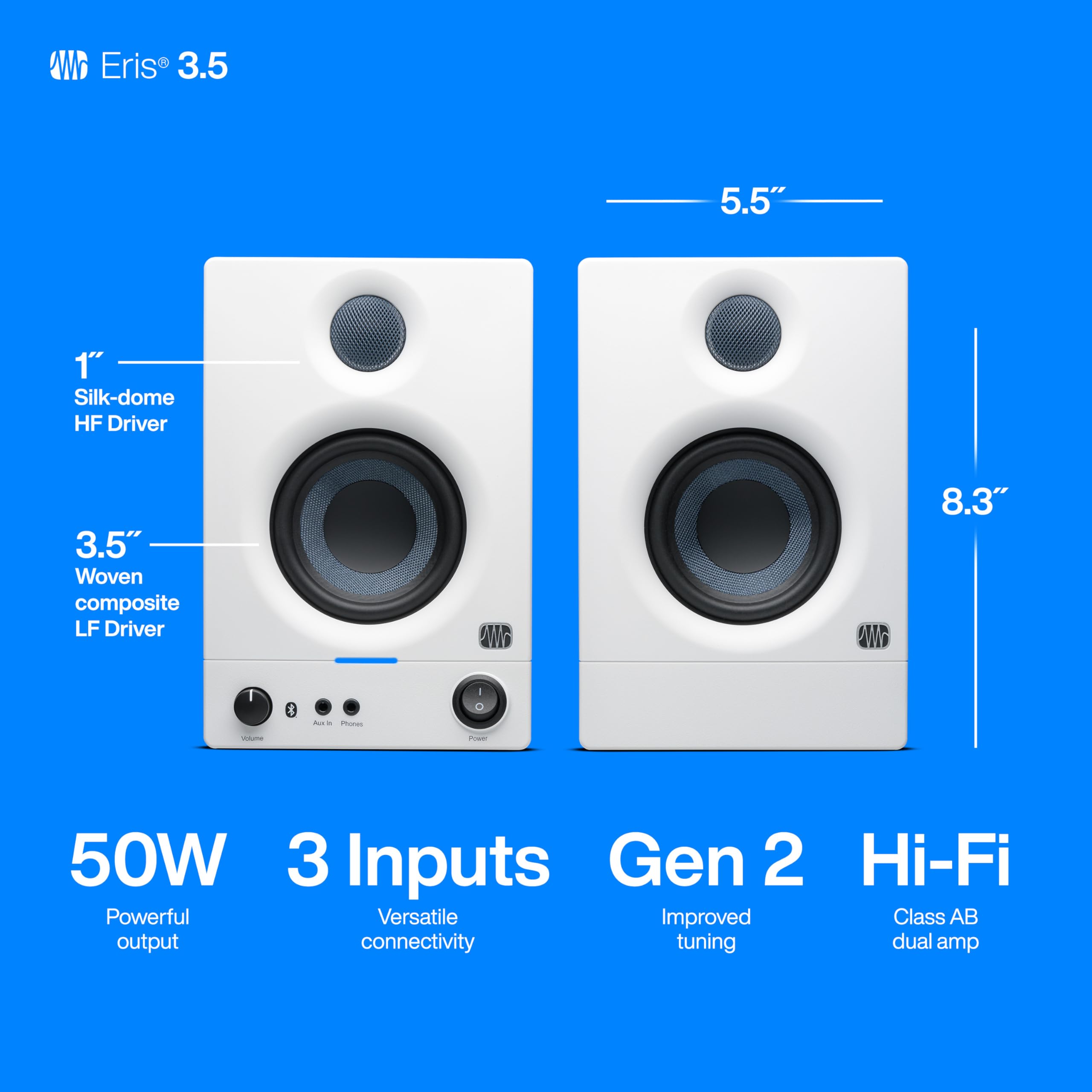 Foto 5 | Monitores De Estudio Presonus Eris De 3,5 Pulgadas Con Bluetooth - Blanco - Venta Internacional.
