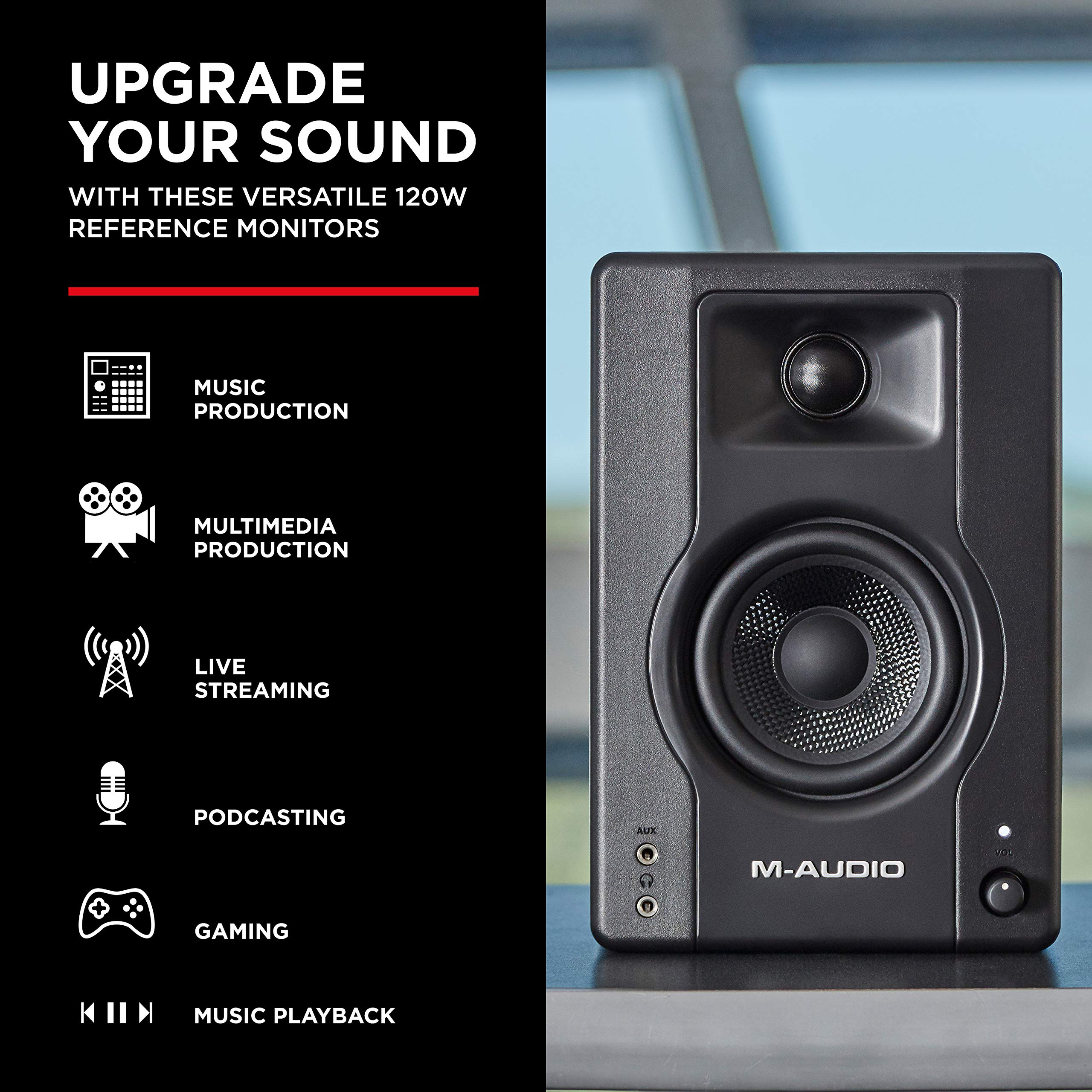 Foto 3 pulgar | Studio Monitors M-audio Bx3 3.5 Hd - Par De Altavoces Para Pc (120 W), Color Negro - Venta Internacional.