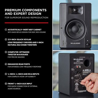 Foto 3 | Studio Monitors M-audio Bx3 3.5 Hd - Par De Altavoces Para Pc (120 W), Color Negro - Venta Internacional.