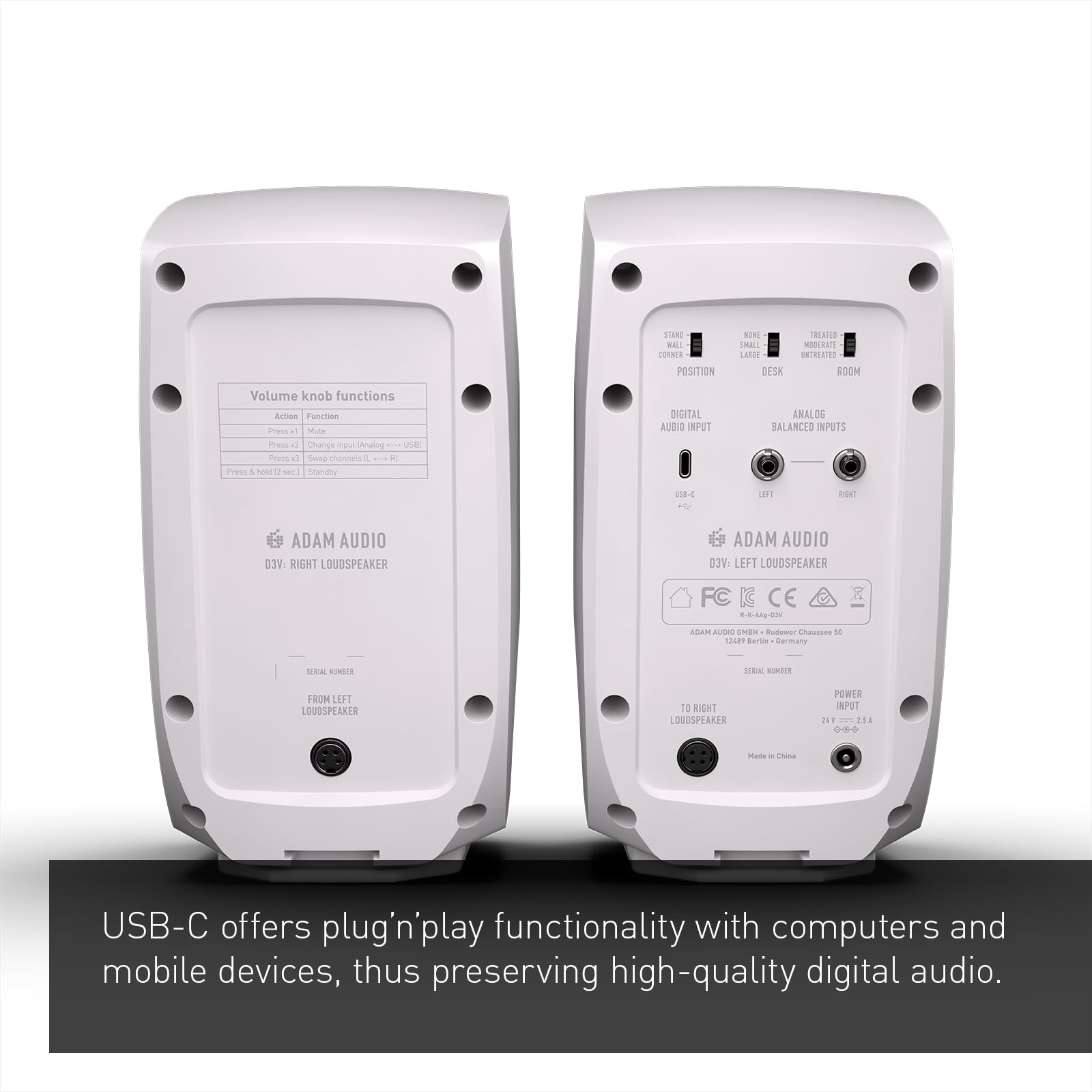 Foto 2 | Sistema De Monitoreo De Escritorio Adam Audio D3v Usb-c (par, Blanco) - Venta Internacional.
