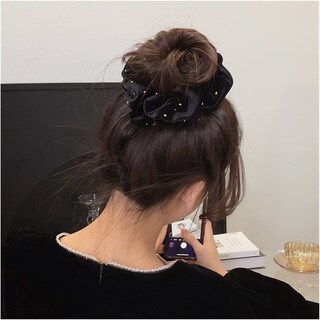 Foto 3 | Corbata De Pelo Huoguo Para El Intestino Grueso Terciopelo Negro Para Niñas - Venta Internacional.