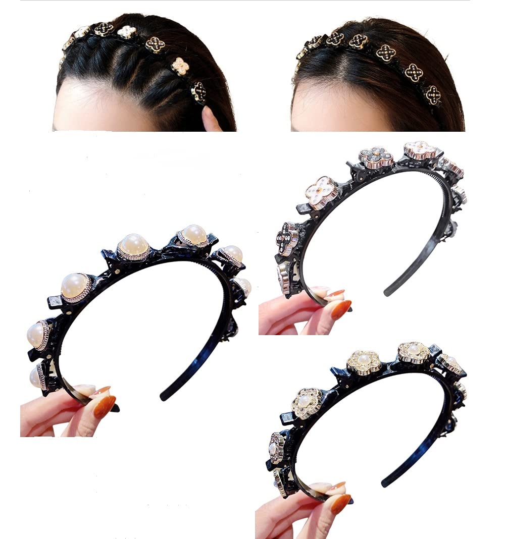 Foto 3 pulgar | Diadema Huoguo Para Niña Con Flequillo Doble Con 8 Clips  3 Unidades - Venta Internacional.