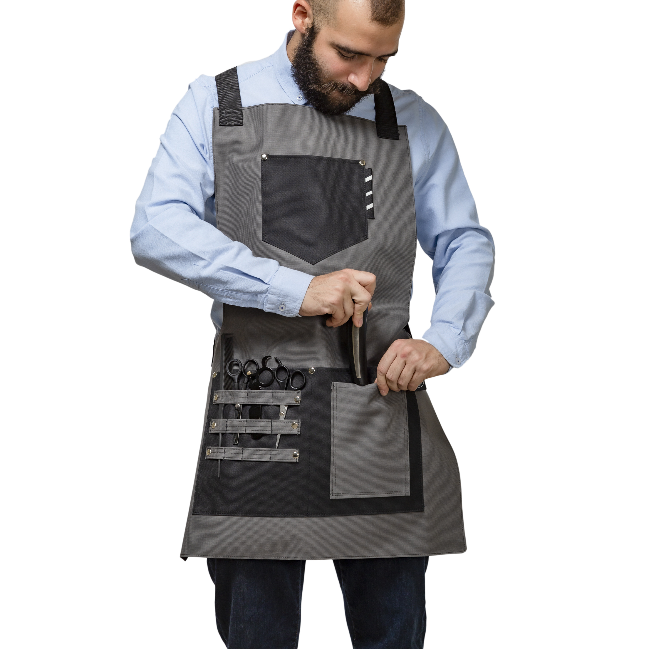 Foto 7 | Mandil P/barbero Modelo Texas Marina Grey De Barbest Co. Color Gris