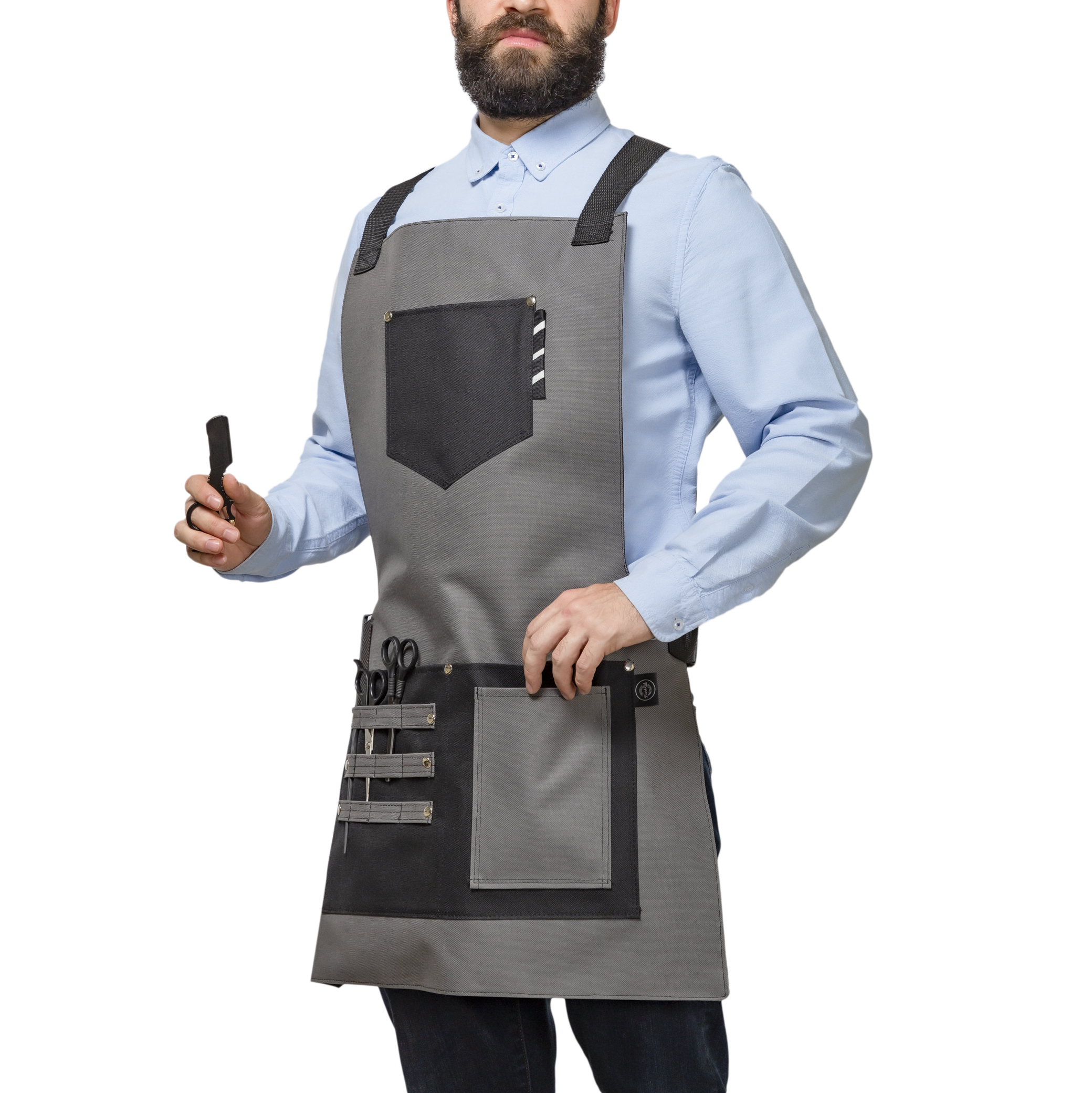 Foto 8 | Mandil P/barbero Modelo Texas Marina Grey De Barbest Co. Color Gris