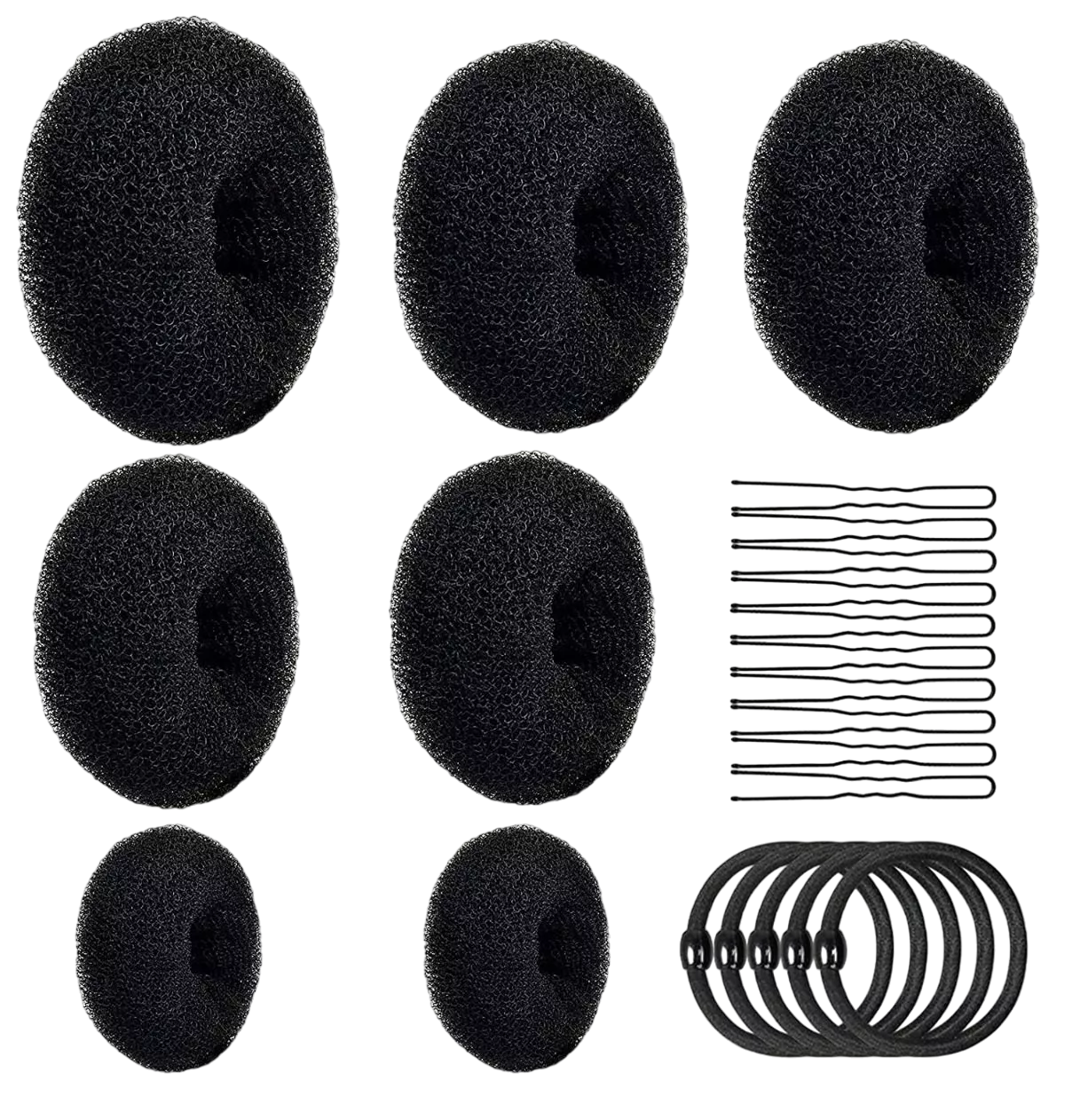 Foto 2 pulgar | Donas Para Chongo Mágico Espuma Con Broche De Cabello Peinados 7 Pzs Negro