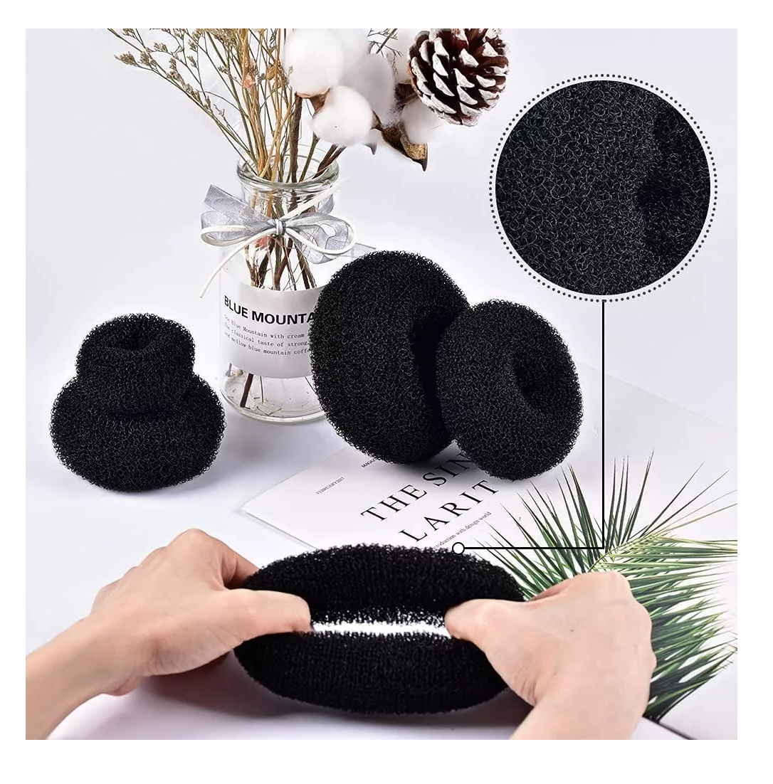 Foto 4 pulgar | Donas Para Chongo Mágico Espuma Con Broche De Cabello Peinados 7 Pzs Negro