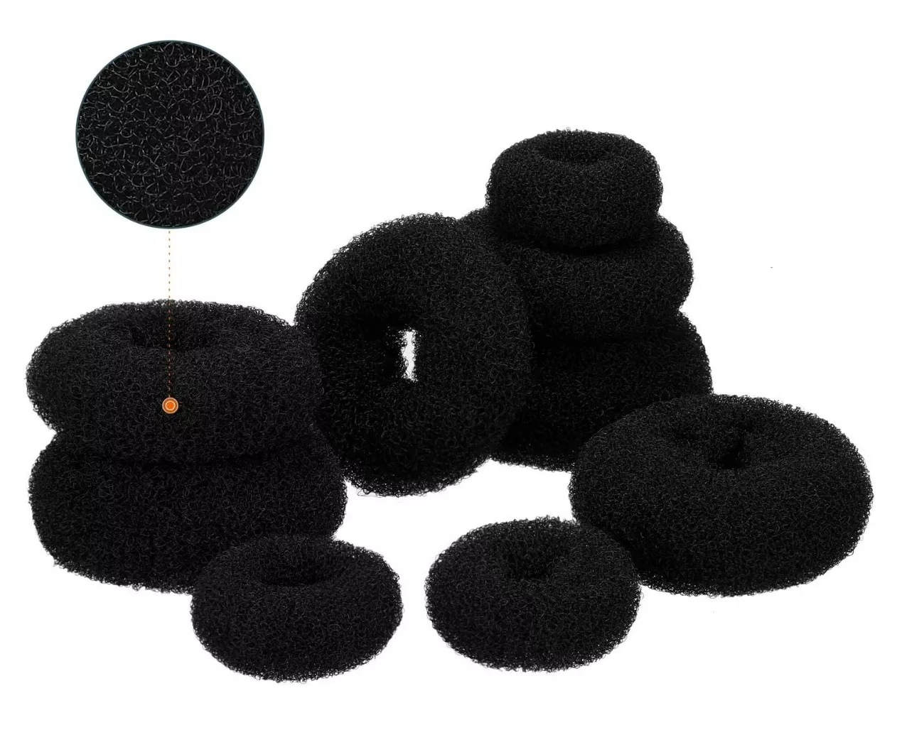 Foto 5 pulgar | Donas Para Chongo Mágico Espuma Con Broche De Cabello Peinados 7 Pzs Negro