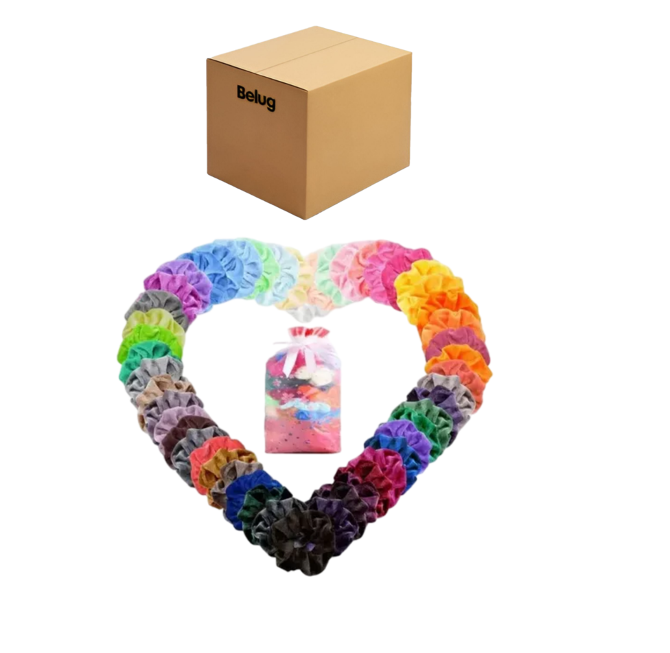 Foto 1 | Gomas De Pelo Scrunchies Terciopelo Para Mujer 60 Pzs, Belug Colores