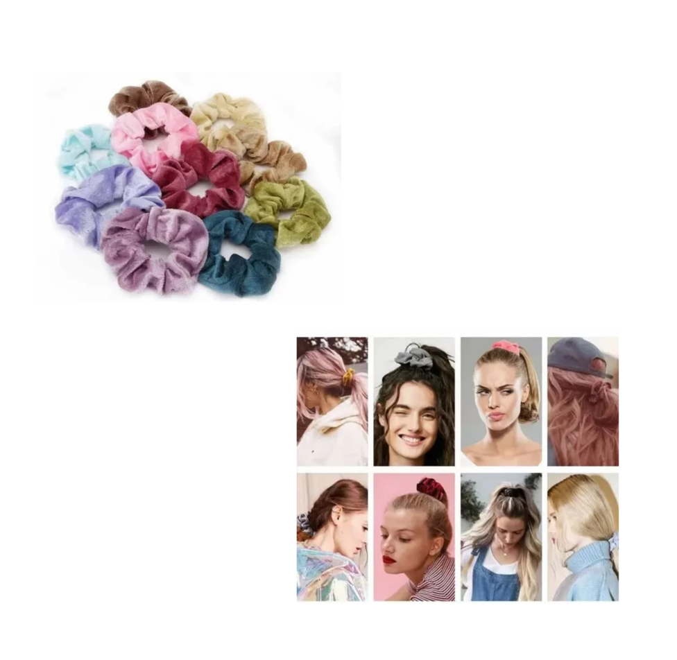 Foto 2 | Gomas De Pelo Scrunchies Terciopelo Para Mujer 60 Pzs, Belug Colores