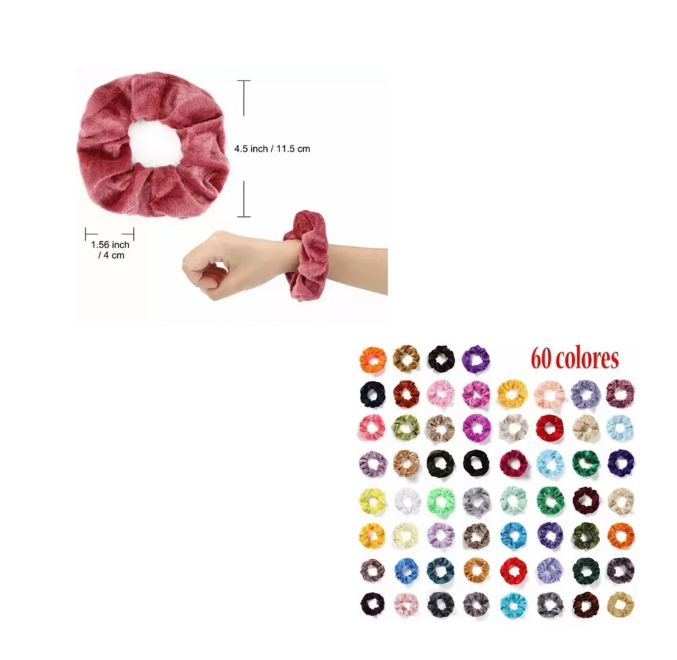 Foto 3 | Gomas De Pelo Scrunchies Terciopelo Para Mujer 60 Pzs, Belug Colores