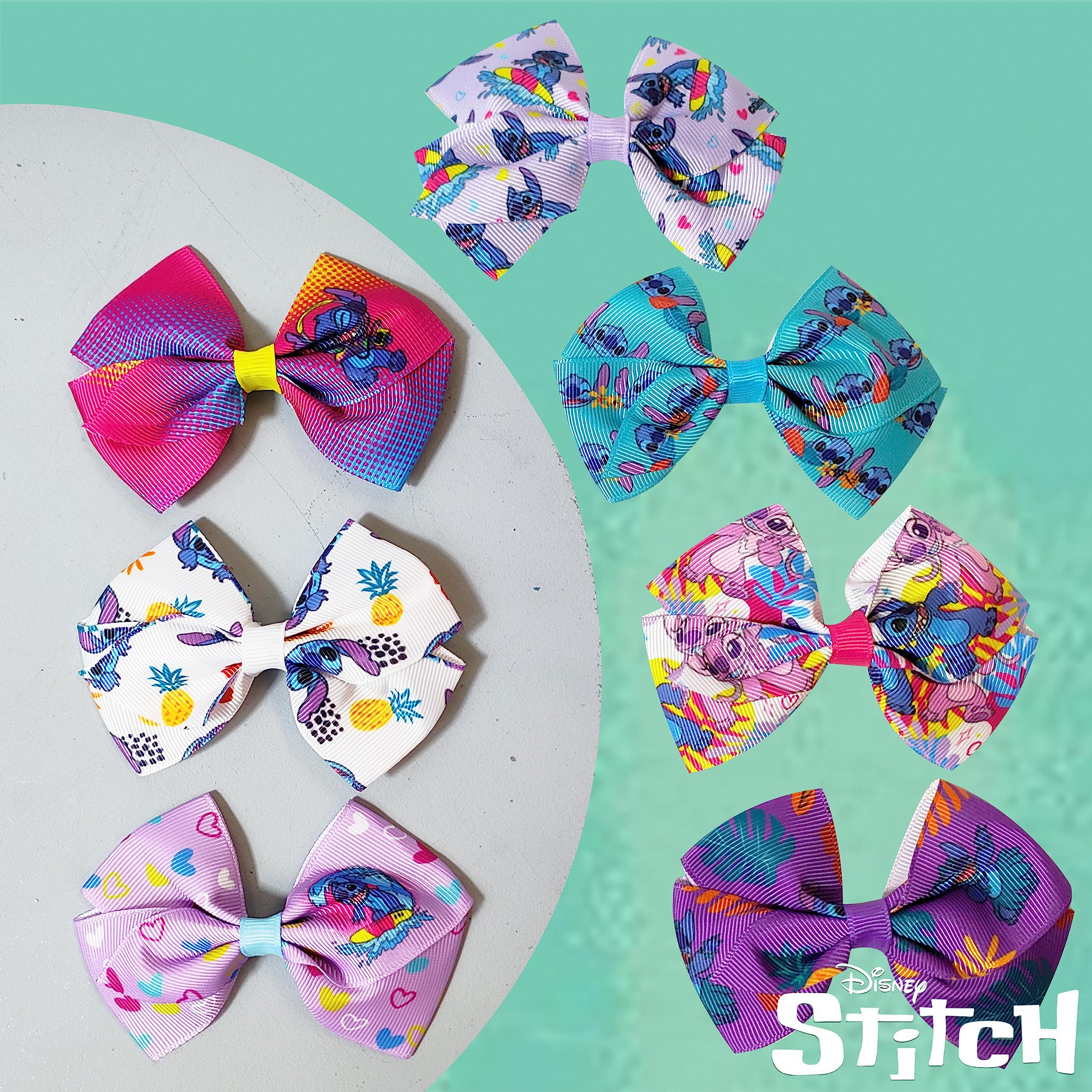 Foto 7 pulgar | Set De Lazos Para El Pelo Luv Her Disney Stitch De 10 Cm Con Pinza De Cocodrilo - Venta Internacional.
