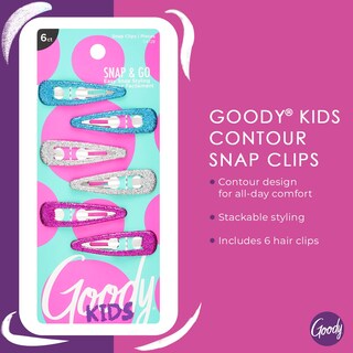 Foto 2 | Snap Clips Goody Kids Contour, 6 Unidades, Varios Colores Con Purpurina - Venta Internacional.