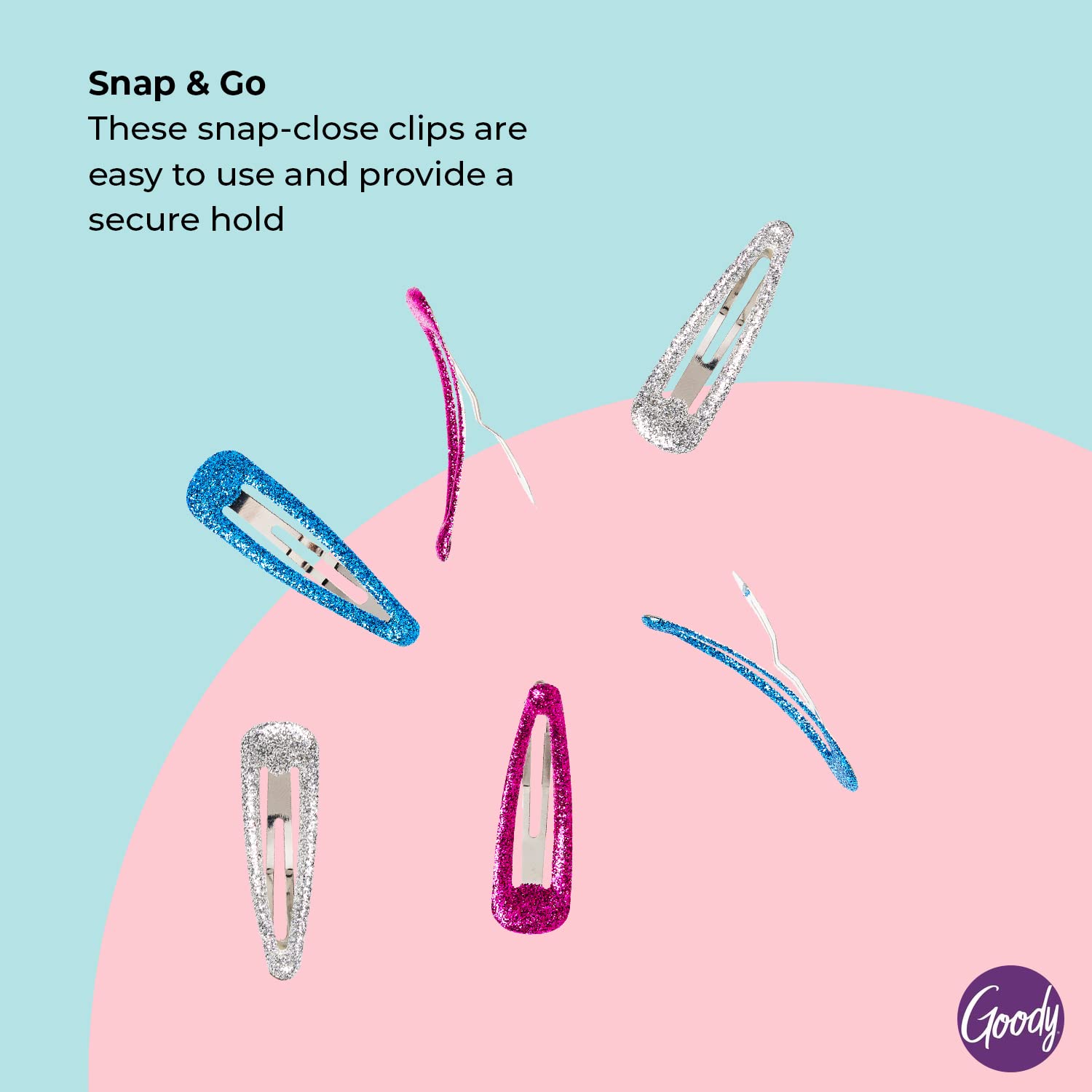 Foto 3 | Snap Clips Goody Kids Contour, 6 Unidades, Varios Colores Con Purpurina - Venta Internacional.