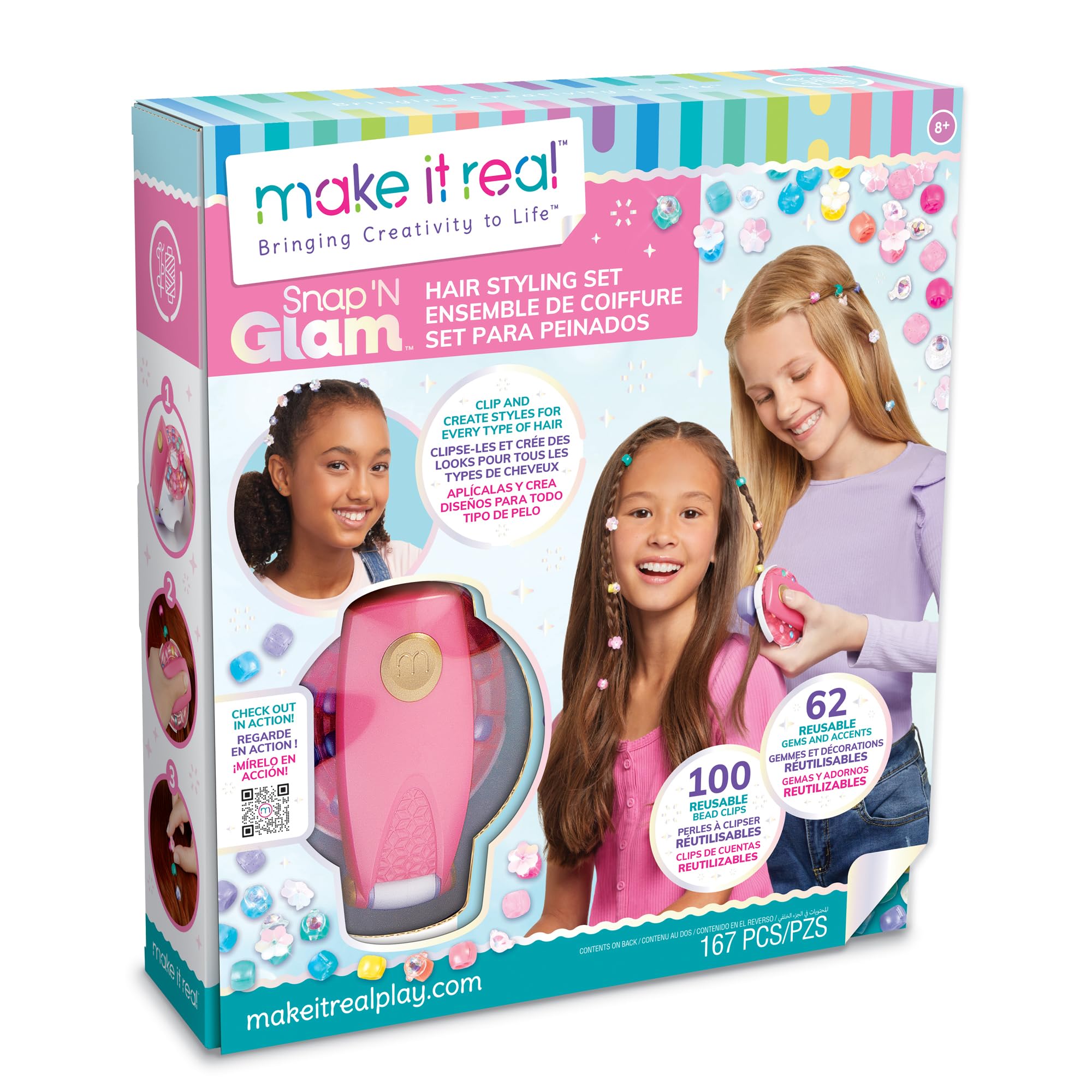 Foto 2 pulgar | Set De Peinado Make It Real Snap N' Glam Con Gemas Reutilizables - Venta Internacional.